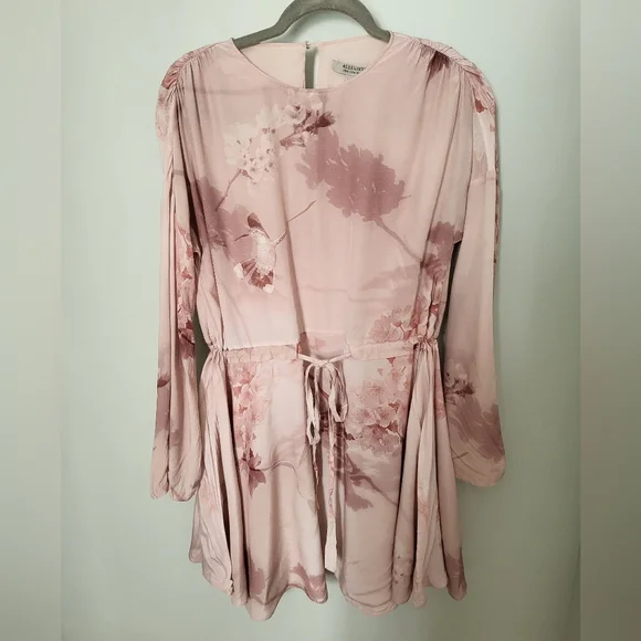 All Saints Cassandra Ume Petal Pink Dress Long Sleeve Size 4 - Picture 4 of 16